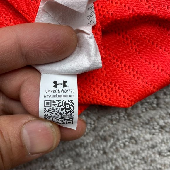 UNDER ARMOUR UA Running Shirt Men Medium M Neon Orange Breathable Perforated - Picture 6 of 10